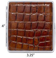 Brown Crocodile Print Leather (Full Pack – 20 Kings) Metallic Cigarette Case & Stash Box