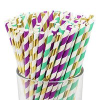 Just Artifacts Premium Biodegradable 100pcs Decorative Paper Straws (Color: Magical)