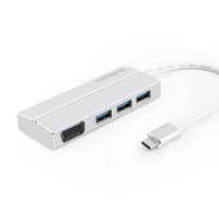 USB C Hub VGA, OMARS 4-in-1 Aluminum 1080P VGA Adapter + 3 USB 3.0 Ports Compatible with New MacBook, MacBook Pro 2016/2017, Google ChromeBook Pixel, Huawei Matebook and Other Type C Devices