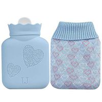 Personalized Warm Cute Mini Silicone Hot Water Bottles with Knit Cover Thick High Density Rubber