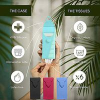 Flyalone Last Tissue The Reusable Tissue Pack, Multi Function Reusable Handkerchief Bag Tissue Pack Silicone 6 in 1 (1 x Red Box + 6 x Reuse Paper Towels)