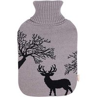 HomeTop Large 2 Liter Soft Elegant Deer Hot Water Bottle Knit Cover - ONLY Cover (2 L) (Gray)