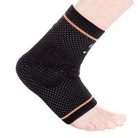 BRD Sport Compression Ankle Brace FDA Registered Brace Offers Targeted Compression for Ankle Pain, Swelling and Sprain, A Perfect Ankle Support (Black with Orange Accent Stripe, L [9"-9 3/4"])