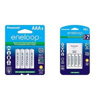 Panasonic BK-4MCCA8BA eneloop AAA 2100 Cycle Ni-MH Pre-Charged Rechargeable Batteries, 8 Pack & Advanced Individual Cell Battery Charger Pack with 4 AA eneloop 2100 Cycle Rechargeable Batteries