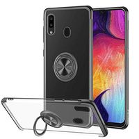 Case Compatible with Samsung Galaxy A30 Case,Crystal Design Armor Protective Case with 360 Degree Rotation Finger Ring Grip Holder Kickstand [Magnetic Car Mount] Bumper Cover for Galaxy A30 (Black)