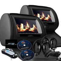 New Dual Black 9" Headrest Dvd Player Monitors, Dual Channel Wireless Headphones, Games, Protective Zipper Covers