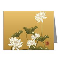 Note Card Lotus Flower Chinese Flag