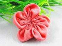 25pcs Five Leaf Plum Satin Ribbon Flowers Appliques/Wedding-(Pick Color) (Watermelon red)