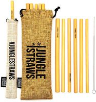 Reusable Bamboo Drinking Straws 8" | 100% Natural & Eco Friendly | Biodegradable & Organic | Includes Cleaning Brush, Single Straw Pouch & Storage Bag | Dishwasher Safe | Plastic Free | Update Version