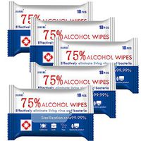 NKeepB 5 Pack 75% Alcohol Disinfection Wipes, Wet Wipes, Personal Cleansing Wipes for Outdoor Use Daily Protection (5 Packs,50Wipes)