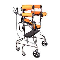 Standing Walk Stand/Walker/Walk Aid/Stand Frame with Seat Wheel Rehabilitation Device Folding Height Adjustable Old Man Walker Lower Limb Walker Orange Six Wheel with Seat Plate -by TIANTA