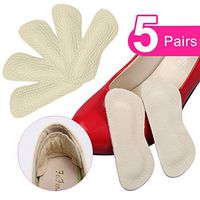 iBesun Heel Grips Pads Leather Liner Cushions High Heel Inserts for Loose Shoes, Shoe Pads for Shoes Too Big, 5Pairs (Beige)