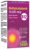 B12 Methylcobalamin 10,000 mcg Natural Factors 30 Chewable