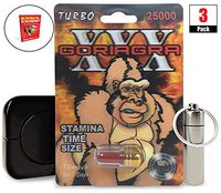 Goriagra XXX 25000 (3 Caps) Male Performance, Energy, Enhancement, and Endurance Bundle with Accessories (6 Items)
