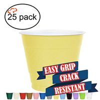 TigerChef 9 Ounce Yellow 25 Pack Easy Grip Plastic Party Cups Solid Color Disposable 9 Oz Plastic Cups BPA Free