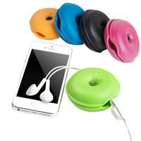 Genmine 5 Pack Cord Keeper Cable Wrap Winder Headphone Cable Holder Box Turtle Organizer Case Earbuds Keeper Headphone Storage Case with 5 Colors