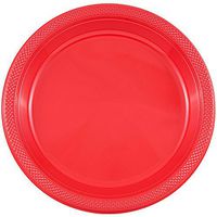 JAM PAPER Round Plastic Party Plates - Small - 7 inch - Red - 200/Box