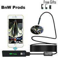 BnW Products Wireless Endoscope, WiFi Borescope Inspection Camera 2.0 Megapixels HD Snake Camera for Android and iOS Smartphone, iPhone, Samsung, Tablet - Black(11.5FT) with 4 Free Extensions