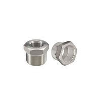 Beduan Stainless Steel Reducer Hex Bushing, 1/2" Male NPT to 1/4" Female NPT, Reducing Cast Pipe Adapter Fitting (Pack of 2)