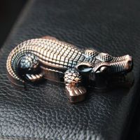 Gas Cigarette Lighter Antique Brass Crocodile Shape