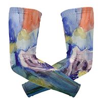 LEVEIS Art Flower Painting Arm Sleeves UV Protection for Men Women Sunblock Protective Gloves Running Golf Cycling Driving Long Arm Cover 1 Pair