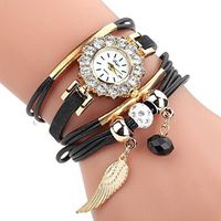 BEUU Women Quartz Bracelet Watch Fashion Weave Wrap Around Leather Wrist Watch for Valentine's Day