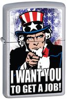 American Pride Uncle Sam I Want You To Get A Job Patriotic Zippo Lighter