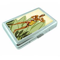 Perfection In Style Metal Silver Cigarette Case Vintage Hawaiian Art Design 011