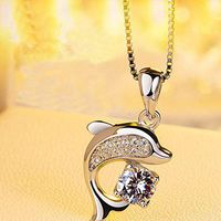 Fashion Silver Crystal Dolphin Pendants Necklace Rhinestone Jewelry For Women Prom Pretty Beautiful Cute Stylish For gift Simple Comfortable Accessory Best