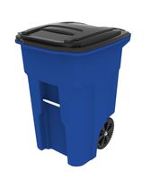 Toter 025548-R1705 Residential Heavy Duty Two Wheeled Trash Can with Attached Lid, 48 Gallon, Blue
