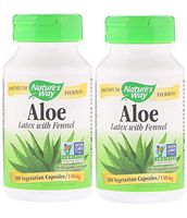 Nature's Way Aloe Latex 140 Milligrams with Fennel for Occasional Constipation Premium Herbal Supplement (100 Vegetarian Capsules) Pack of 2