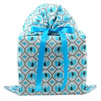 Elephants Reusable Fabric Gift Bag for Baby Shower, Child’s Birthday, or Any Occasion (Large 20 Inches Wide by 27 Inches High, Turquoise Blue)