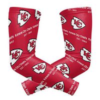 Kansas City Chiefs Cooling Arm Sleeve (Pair) - Elbow Brace Support Sun UV Protection for Men & Women - Sports Sleeves for Basketball Baseball Softball Volleyball