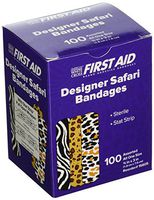American White Cross Designer Adhesive Bandages, Sterile, Designer Safari, 3 per 4" x 3", 100 per Box, 12 Box per Case (Pack of 1200)