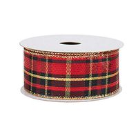 Red Black Gold Plaid Ribbon - 1 1/2" x 10 Yards, Wired Edge, Christmas Gift Decor, Nutcracker Tartan, Wreath, Garlands, Bows, Tree, Gift Basket, Swag