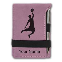 Mini Notepad, Basketball Slam Dunk Man, Personalized Engraving Included (Pink)