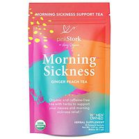 Pink Stork Morning Sickness Relief Tea: Ginger-Peach + USDA Organic + Relieves Nausea + Supports Digestion & Hydration, Women-Owned, 30 Cups