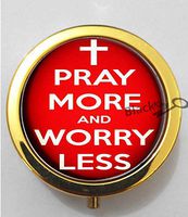 BlackKey Pray More Worry Less 3-Compartment Decorative Pocket Gift Box Case Organizer for Pill, Color 2-818