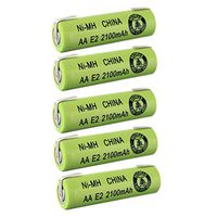 5pc AA Size 2100mAh NiMH 1.2V Rechargeable Batteries w/Tabs for use with high power static applications (Telecoms, Smart grid), radio controlled devices, electric tools, electric mopeds