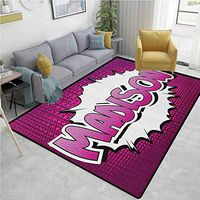 YucouHome Madison Checkered Children's Software Games, Female Name in Feminine Colors for Girls Birthday Celebration Cartoon, Fashionable High Class Living Dinning Room(2'x 6') Fuchsia Pink and White