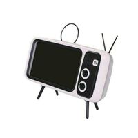 3In1 Retro TV Design Mini Bluetooth Speaker Mobile Phone Stand Holder USB Charging (Gray)