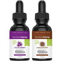 (2-Pack) Hemp Oil Extract for Pain, Anxiety & Stress Relief - Chocolate Mint & Blueberry 1000MG of Organic Hemp Extract - Grown & Made in USA - 100% Natural Hemp Drops -Helps with Sleep, Skin & Hair