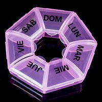 Weekly 7-Sided Pill Planner, Round Pill Box Medicine Tablet Case Container Storage Holder for Medicine Travel White Case Weekly Holder(8.5 * 2.5cm,Pink)