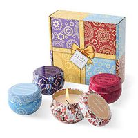 Aromatherapy Candles, Scented Candles Gift Sets for Women 2.2oz x 4 Pack Portable Travel Tin Candles with Smoke Free and Strongly Fragrant Essential Oils Stress Relief Bath Relaxation