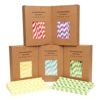 1000 Biodegradable, toxin-free, food-safe, eco-friendly, disposable Paper Straws - 5 colors in 5 packs of 200