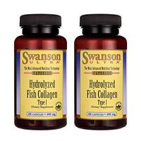 Swanson Hydrolyzed Fish Collagen Type I 400 Milligrams 60 Capsules (2 Pack)