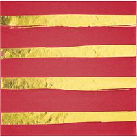 Classic Red and Gold Foil Striped Napkins, 48 ct