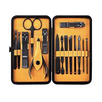 AMarkUp Manicure Pedicure Set Tools Nail Clippers for Men & Women Home Travel Grooming Kit (15Pcs/set,Yellow)