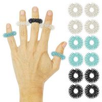 Vive Sensory Rings (12 Piece) - Metal Spiky Fidget Band - for Anxiety, Stress Relief, Kids, Women, Men, Children - Silent Finger Massage Roller - for Acupressure, Home, School, Car and Travel