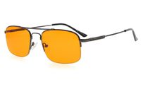 Eyekepper Mens Anti Blue Light Glasses Better Sleep 97% Blue Light Blocking-Bendable Memory Titanium Computer Eyeglasses, Dark Orange Tinted Lens(Gunmetal, 0.00)